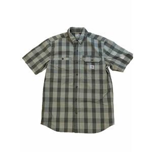 Carhartt Force Relaxed Fit Men's Short Sleeve Green Plaid Button Up Shirt Medium